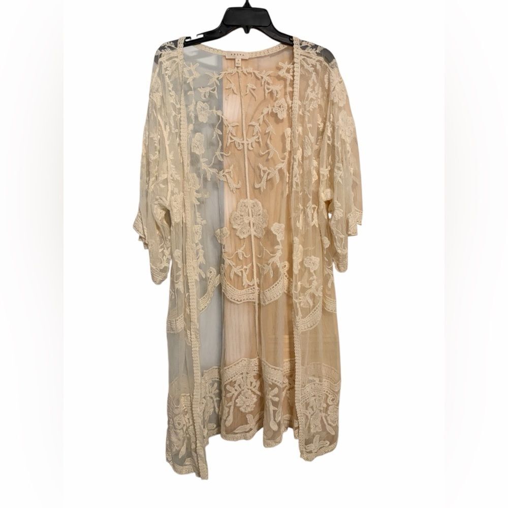 Adiva Cream Floral Lace Robe Women’s Medium